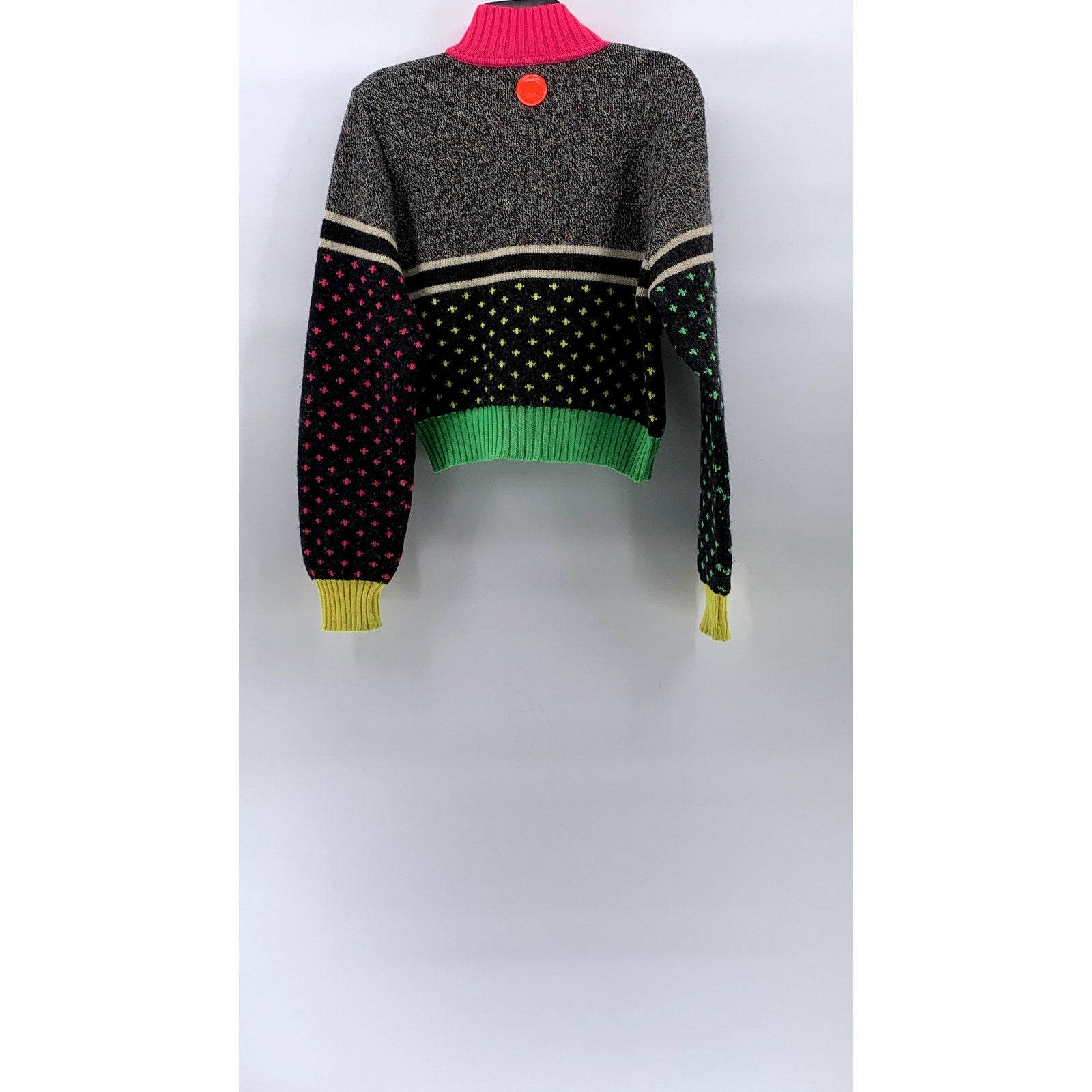 MOSCHINO Women's Multicolor Knit Mock-Neck Long Sleeve Pullover Sweater SZ 14