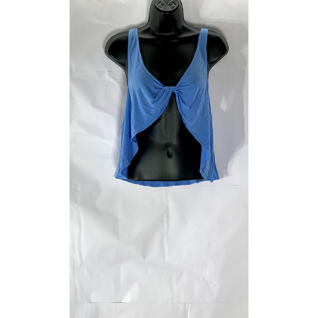 UNBRANDED Women’s Blue Tie-Knot V-Neck Open Front Tank Top SZ S