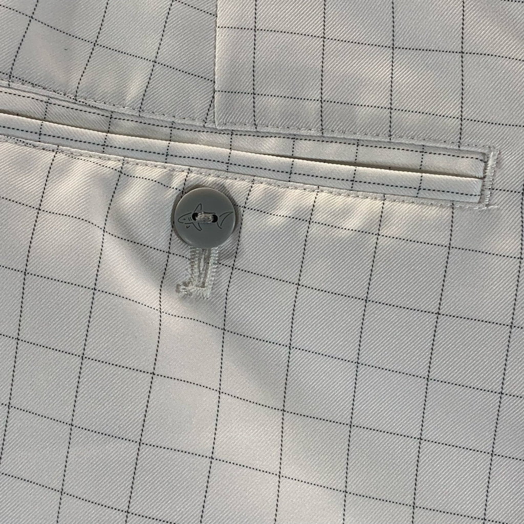 GREG NORMAN Men's White Checkered  Regular-Fit Chino Shorts SZ 34