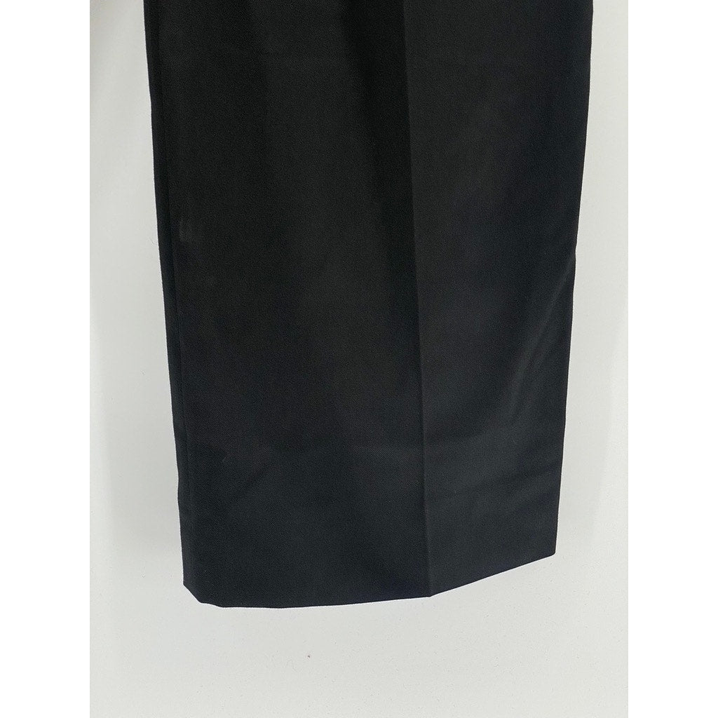 CLUB MONACO Women's Black Wool-Blend Pleated Straight-Leg High-Rise Pants SZ 6