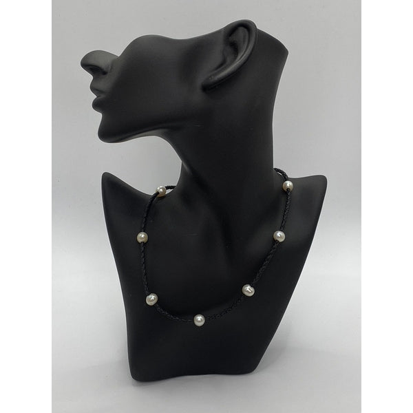 VINTAGE Women's Black Faux-Pearl Braided Necklace SZ OS