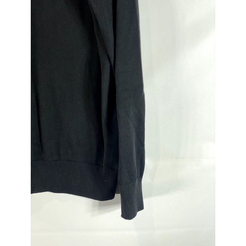 TOMMY HILFIGER Men's Solid Black Quarter-Zip Pullover Sweater SZ XL