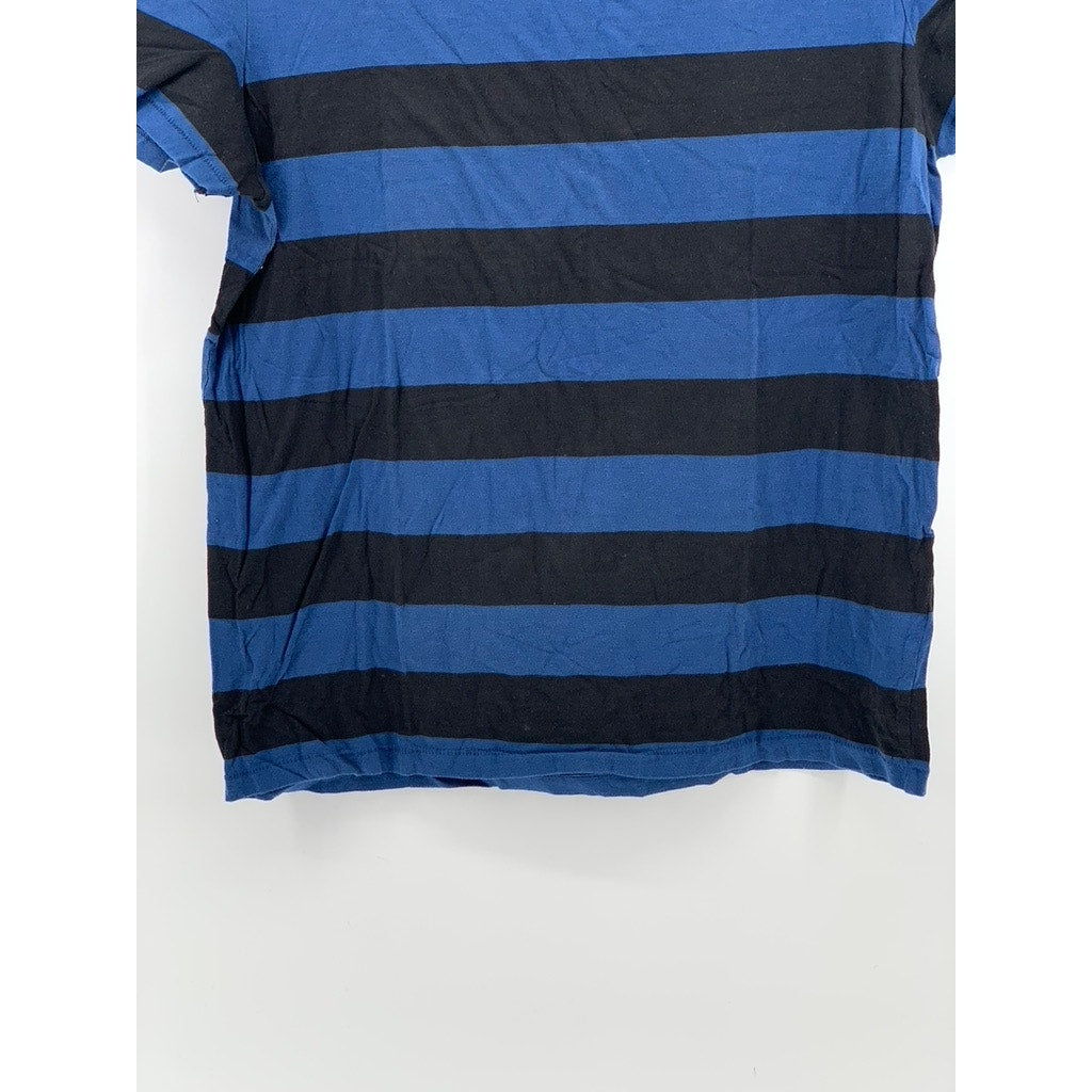 H&M Men's Black-Dark Blue Striped Crewneck Casual Short Sleeve T-Shirt SZ M