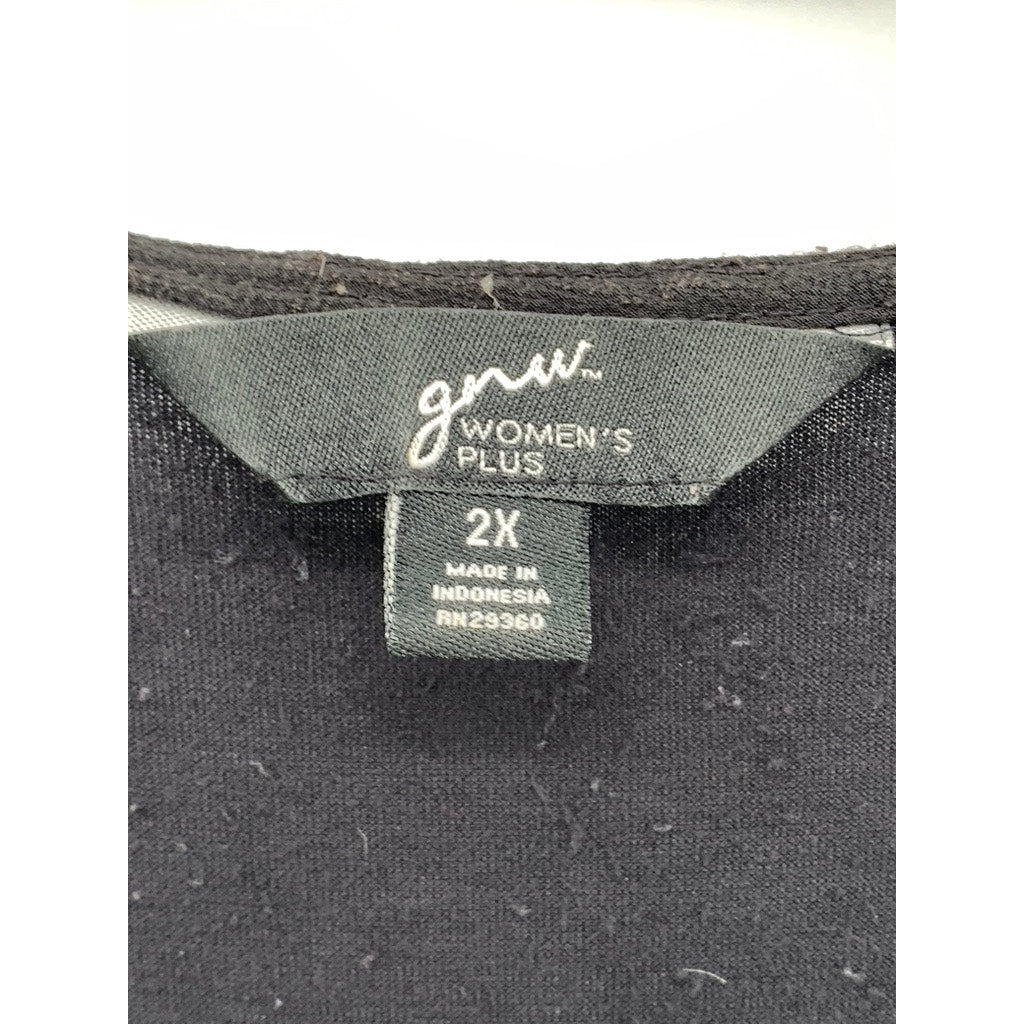 GNU Women's Plus Black V-Neck Short Sleeve Top SZ 2X
