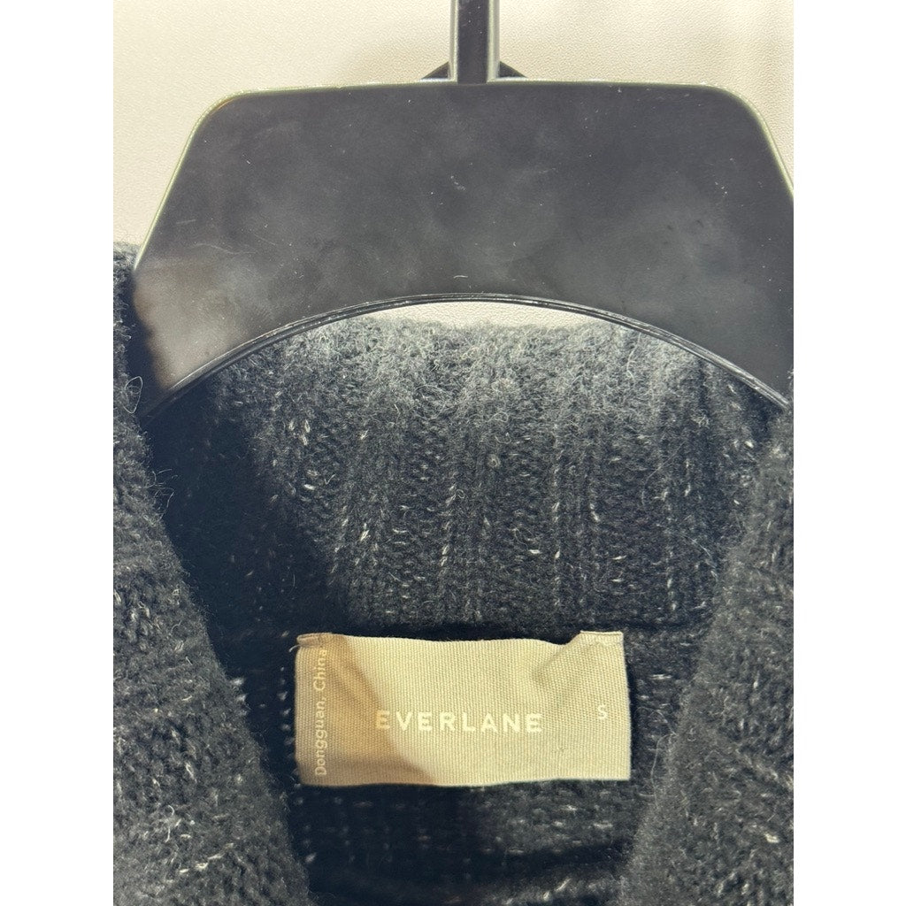 EVERLANE Women's Black Merino Wool/Pima Cotton Pullover Turtleneck Sweater SZ S