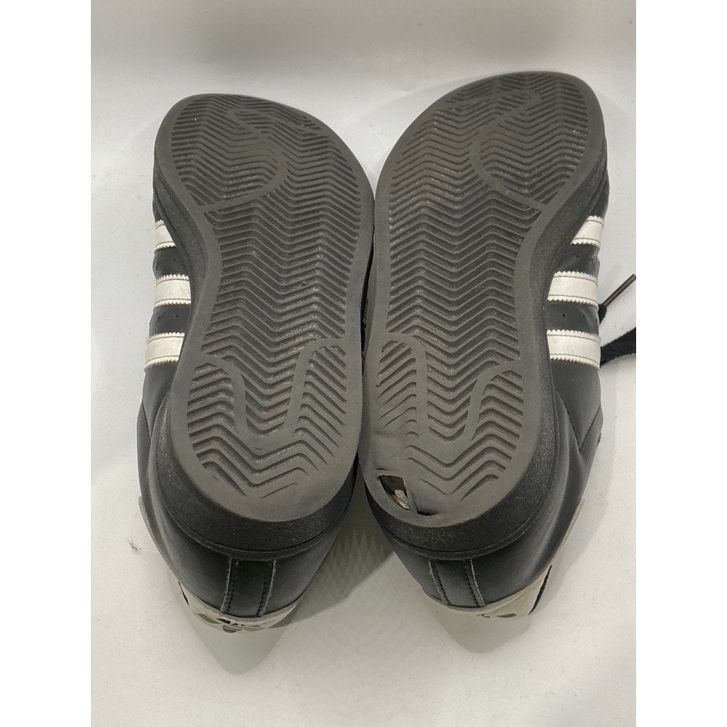 ADIDAS Men's Black Leather 3-Stripe Superstar II Lace-Up Low Top Sneakers SZ 7