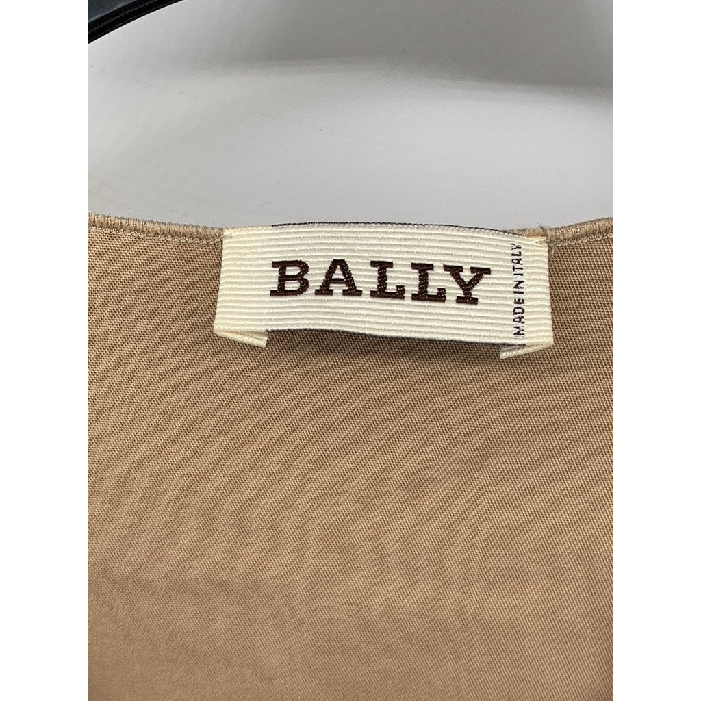 BALLY Women's Tan Pleated Short Sleeve Dress SZ US4