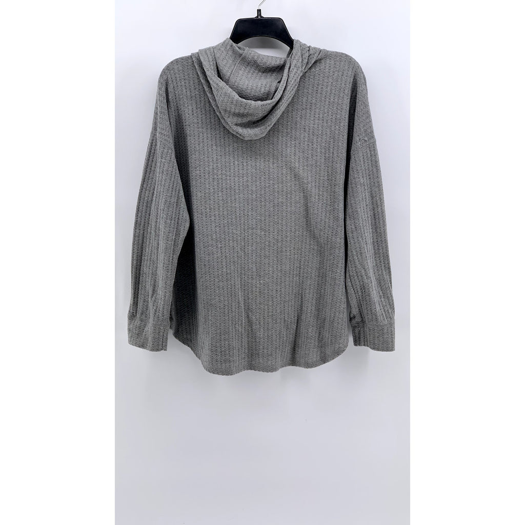 CHASER Women's Gray Waffle-Knit Hooded Lightweight Sweater Top SZ XL