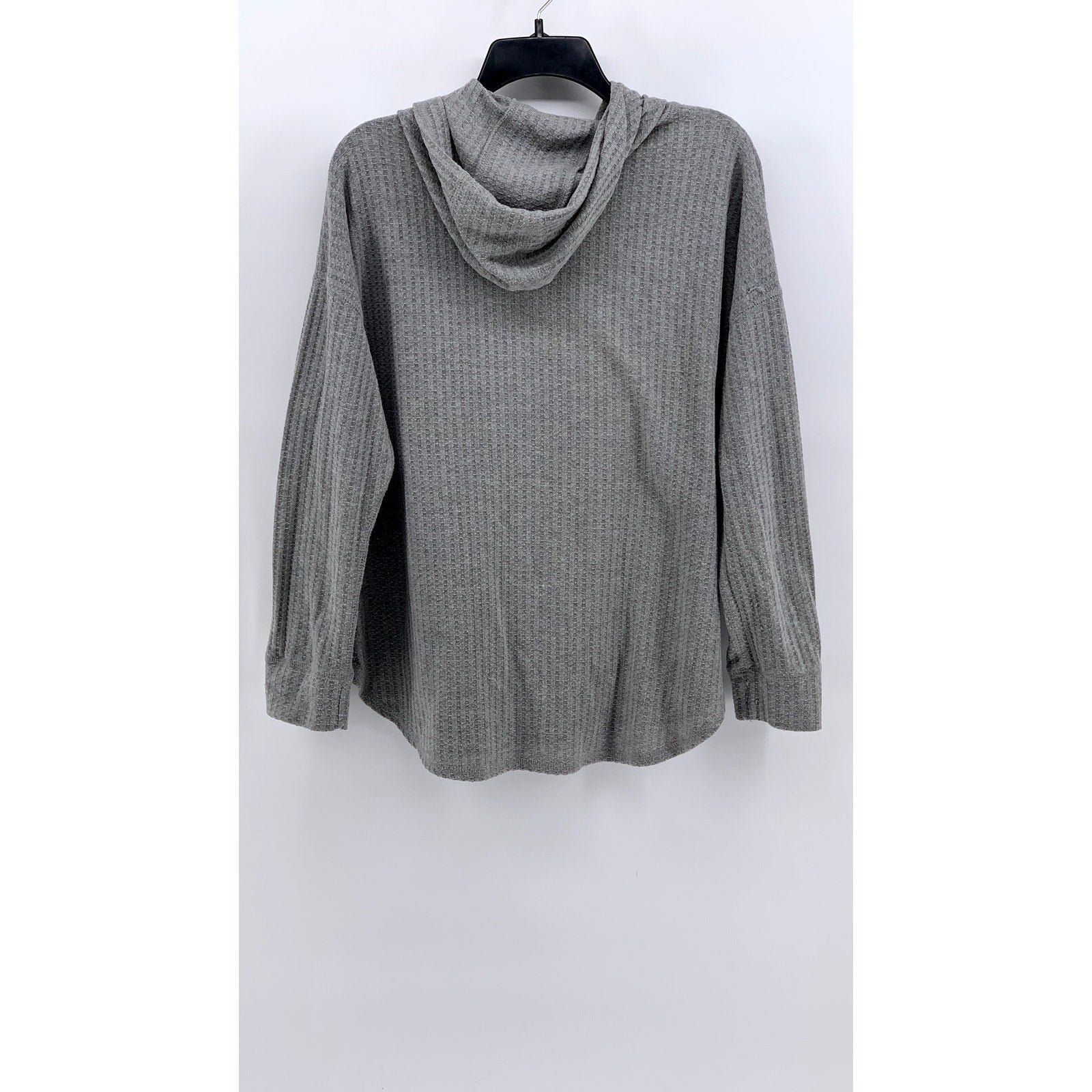 CHASER Women's Gray Waffle-Knit Hooded Lightweight Sweater Top SZ XL