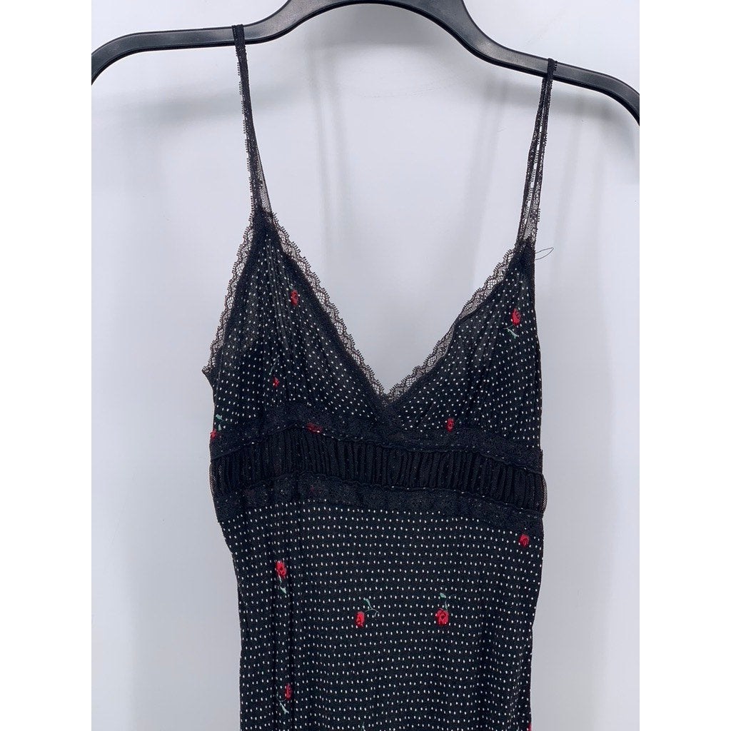 URBAN OUTFITTERS Women's Black-White Rose Print V-Neck Maxi Dress SZ 0