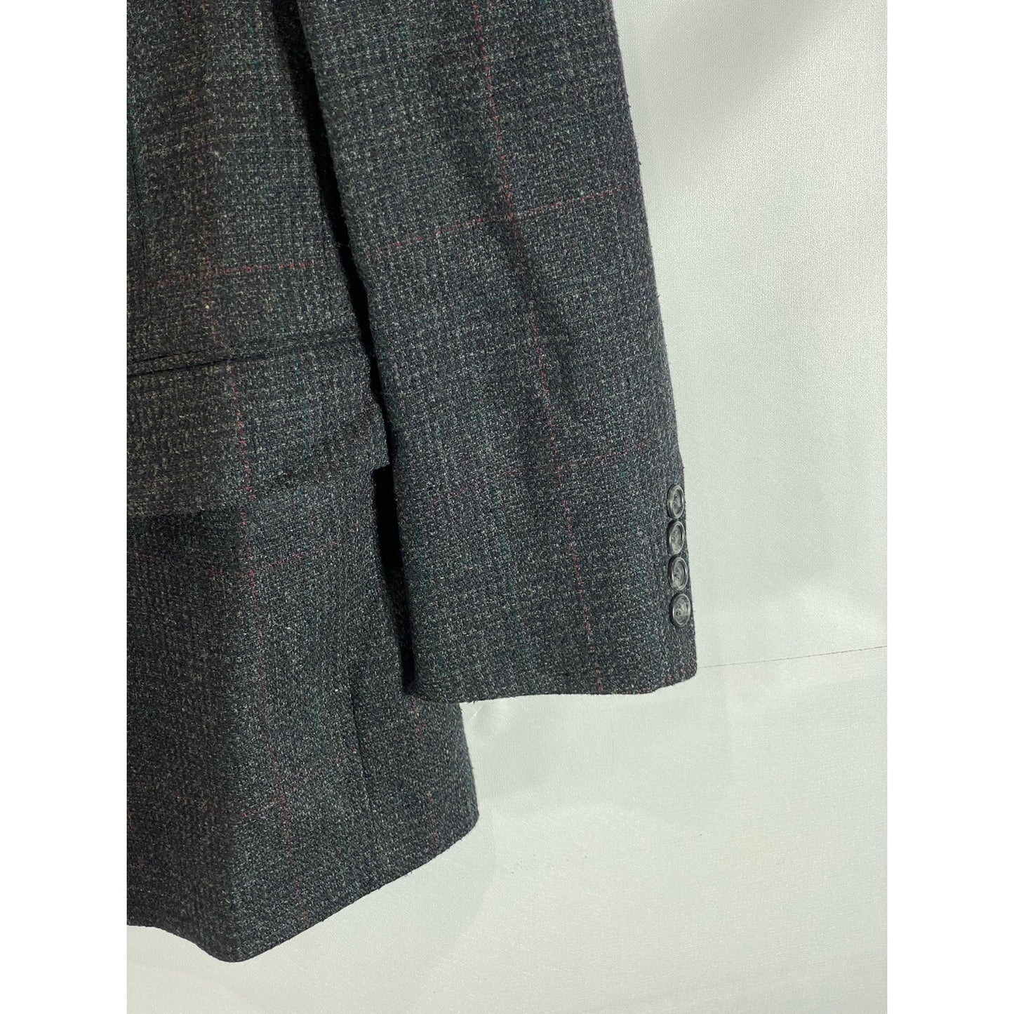 NORDSTROM Men's Black Plaid Vintage Two-Button Blazer SZ 42