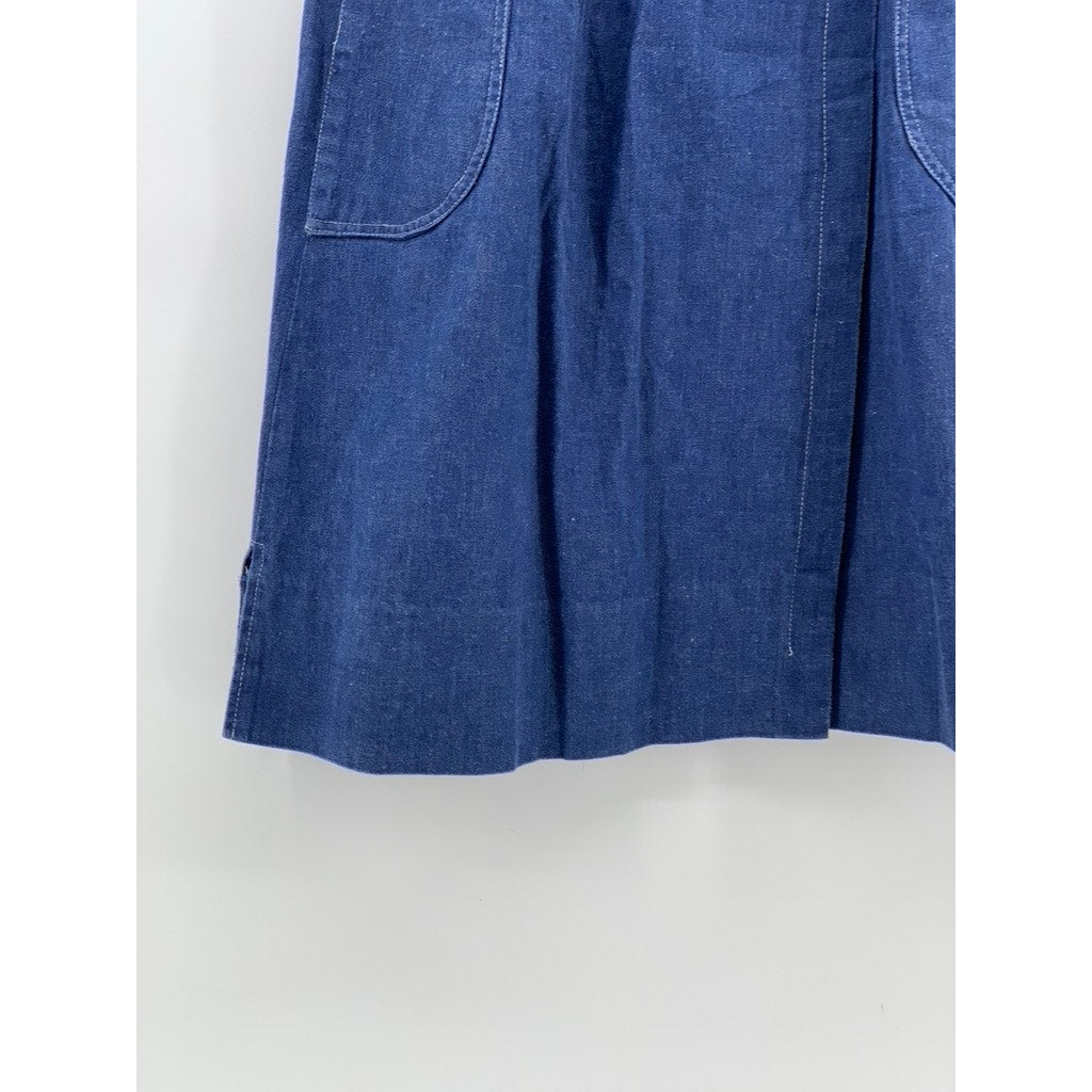 MADISON Women's Vintage 70's Blue Wrap Style A-Line Midi Skirt SZ 10