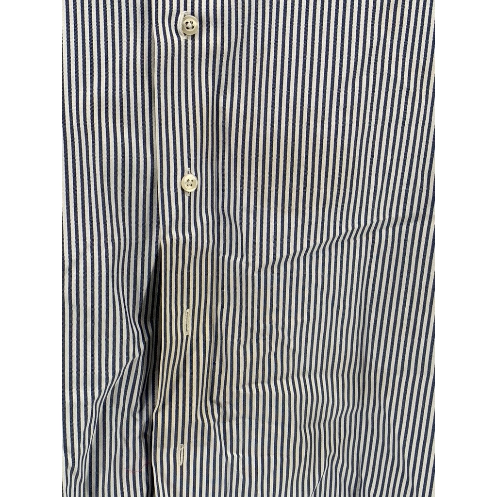 BROOKS BROTHERS Men's Blue-White Striped Button-up Long Sleeve Shirt SZ 17.5-34