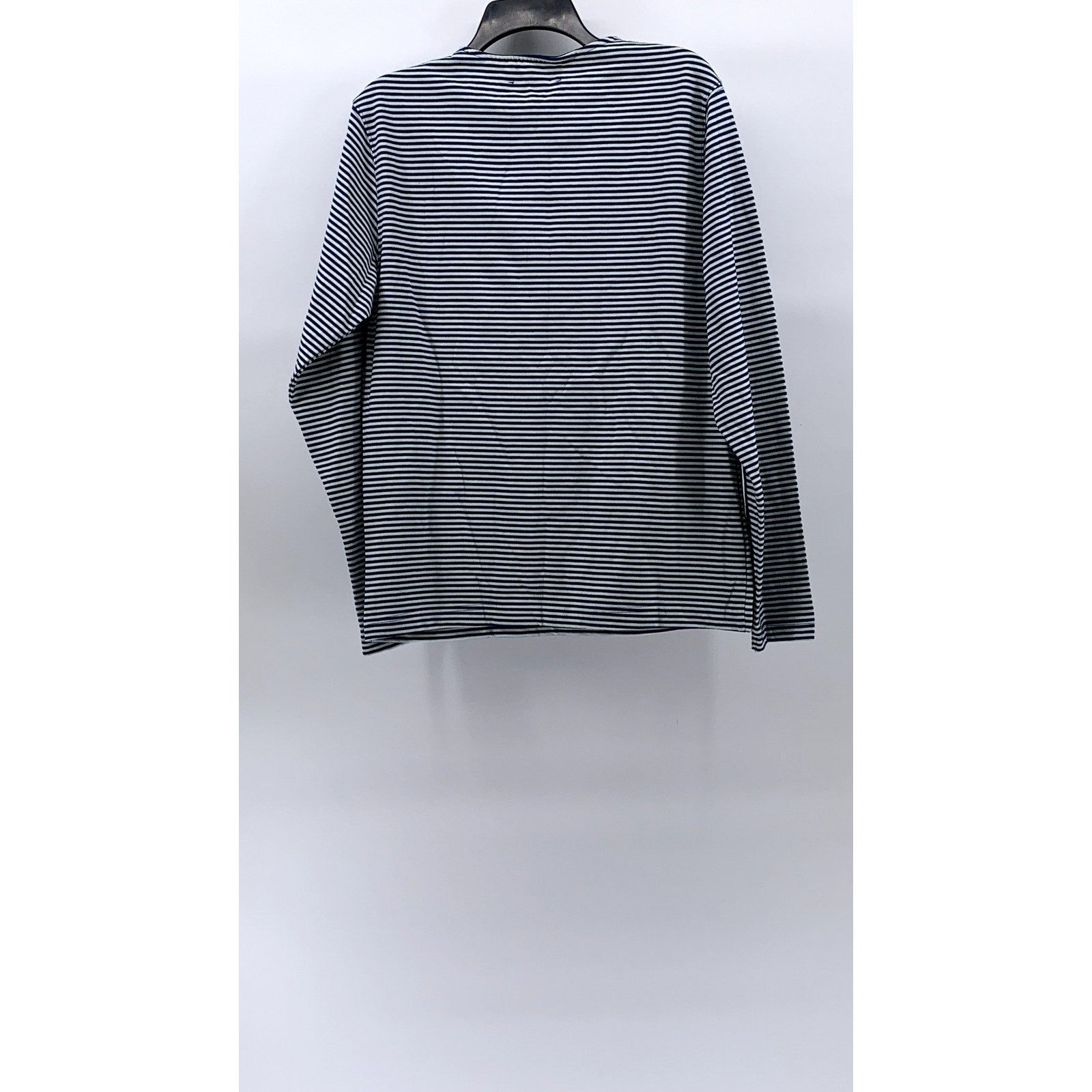 ZARA ORIGINS Women's Blue-White Horizontal Stripe Crewneck Long Sleeve Top SZ M