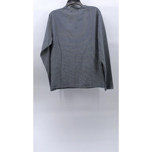 ZARA ORIGINS Women's Blue-White Horizontal Stripe Crewneck Long Sleeve Top SZ M