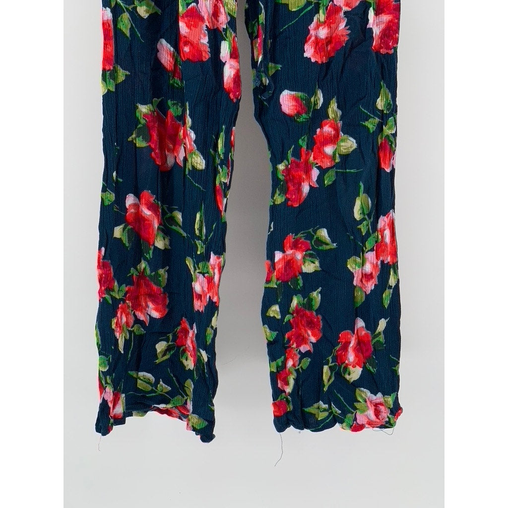 AMBIANCE APPAREL Women's Green-Floral Strapless Jumpsuit SZ M