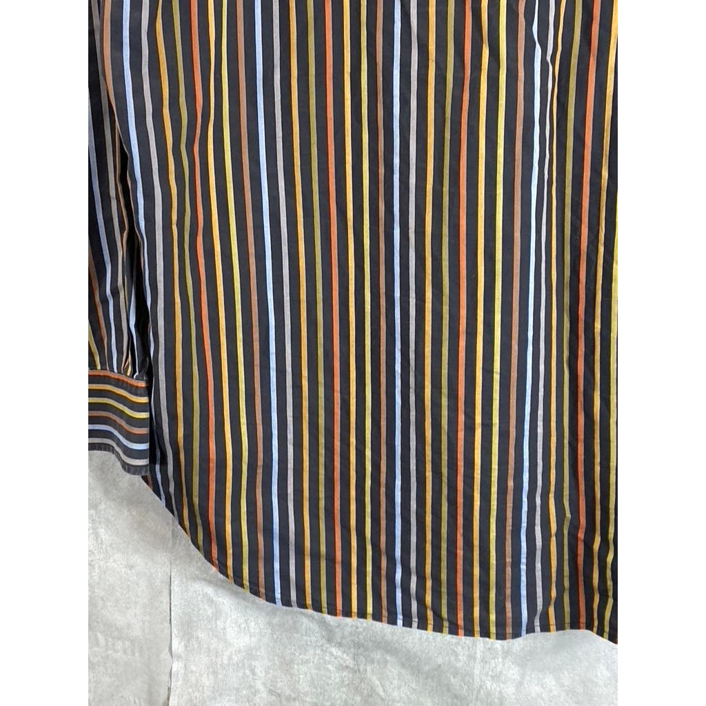 ROBERT TALBOTT CARAMEL Men's Brown Multi Stripe Button-Up Long Sleeve Shirt SZ L