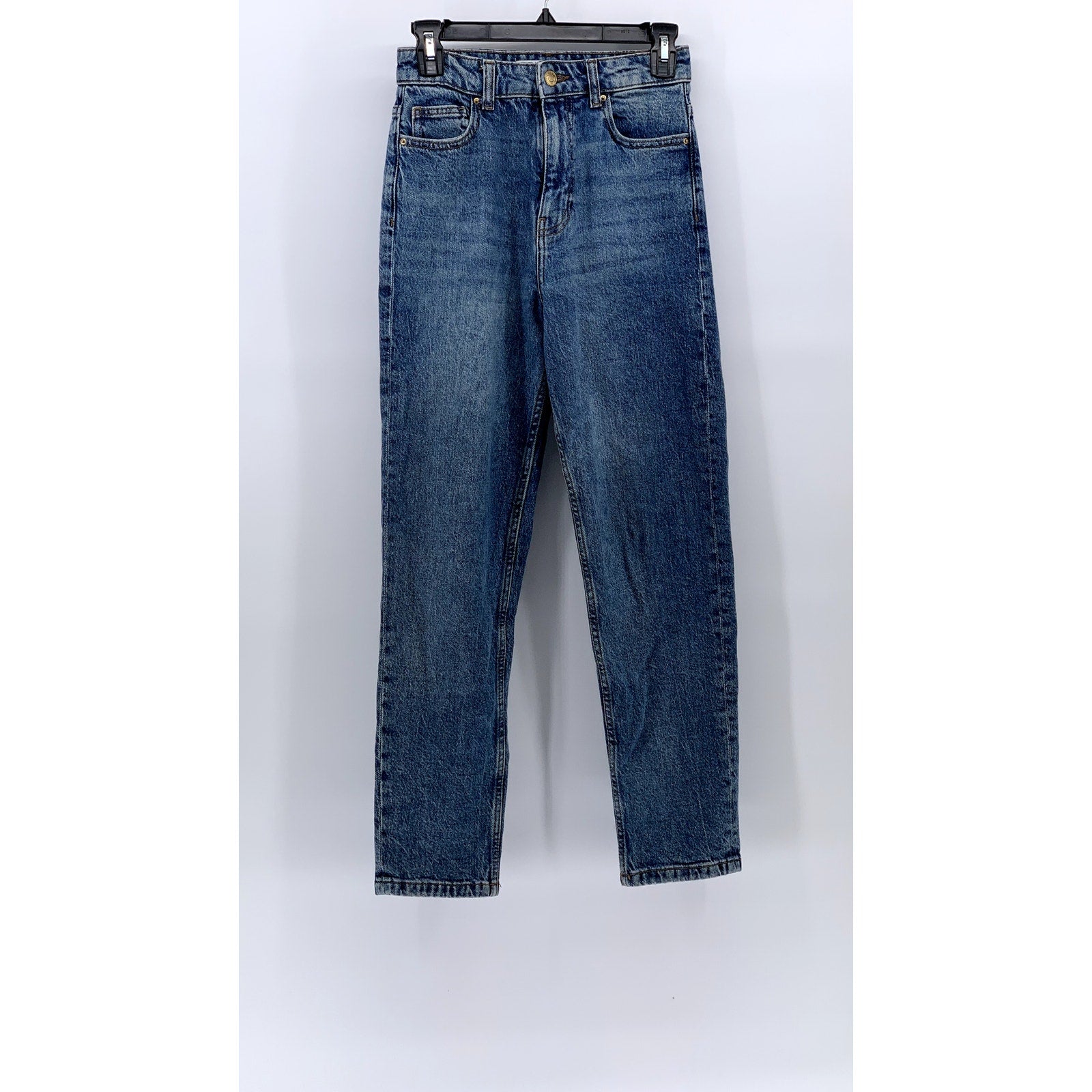 ZARA Women's Medium Blue High-Rise Skinny Leg Regular-Fit Five-Pocket Jeans SZ 2