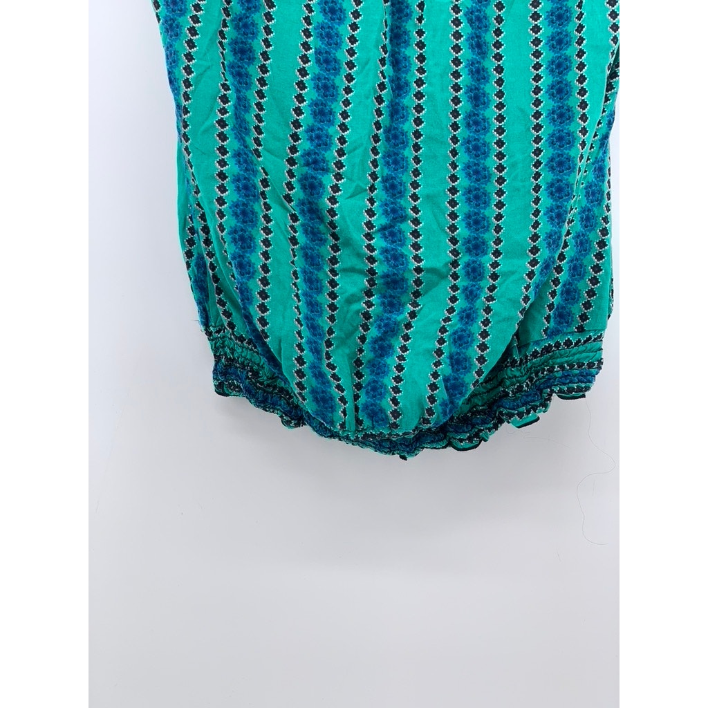 KIRRA Women's Blue-Green Printed Strapless Smocked Tube Top SZ M