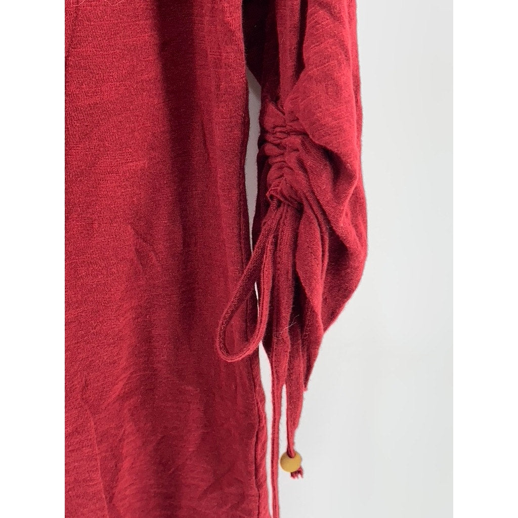 LUCKY BRAND Women's Burgundy Sequin V-Neck Sweater SZ L