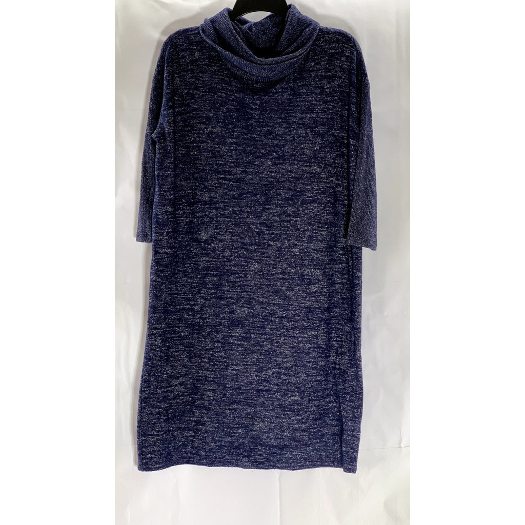 GAP Women's Navy Marl Softspun Cowl-Neck Long Sleeve Knit Sweater Dress SZ S