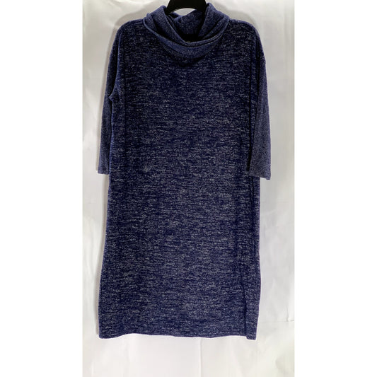 GAP Women's Navy Marl Softspun Cowl-Neck Long Sleeve Knit Sweater Dress SZ S