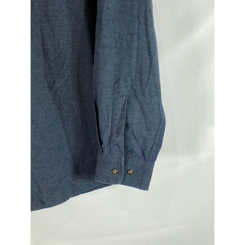 BANANA REPUBLIC Men's Mountain Blue Brushed Standard-Fit Button-Up Shirt SZ XL