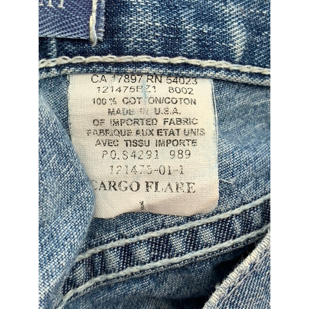 GAP Women's Blue Denim Flare Leg Cargo Jeans SZ 1