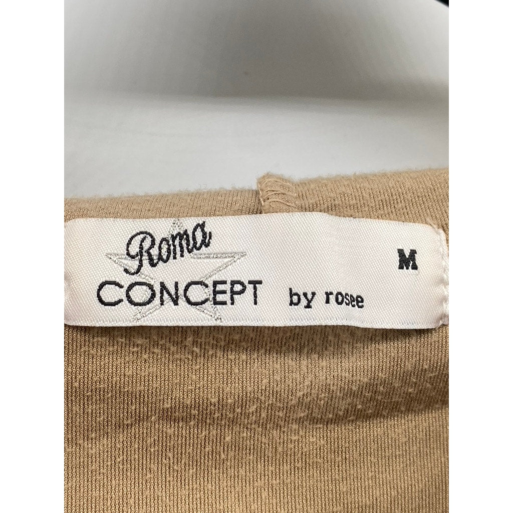 ROMA CONCEPTS By ROSEE Women's Brown Faux Suede Pullover Cropped Hoodie SZ M