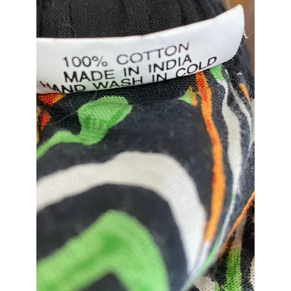 BELMA Women's Vintage Black-Multi Printed A-Line Drawstring Midi Skirt SZ S