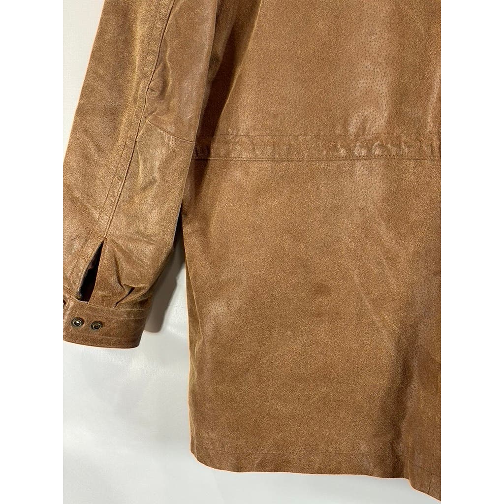 WILSONS LEATHER Men's Vintage Brown Leather Zip-Up Jacket SZ L