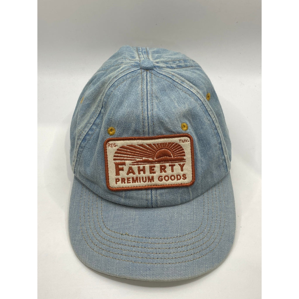 FAHERTY BRAND Men's Light Blue Denim Mountain Patch Baseball Hat SZ OS