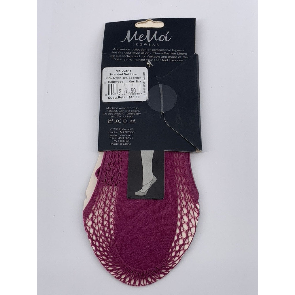 MEMOI Women's Tulipwood Mesh Criss-Cross No Show Socks SZ OS