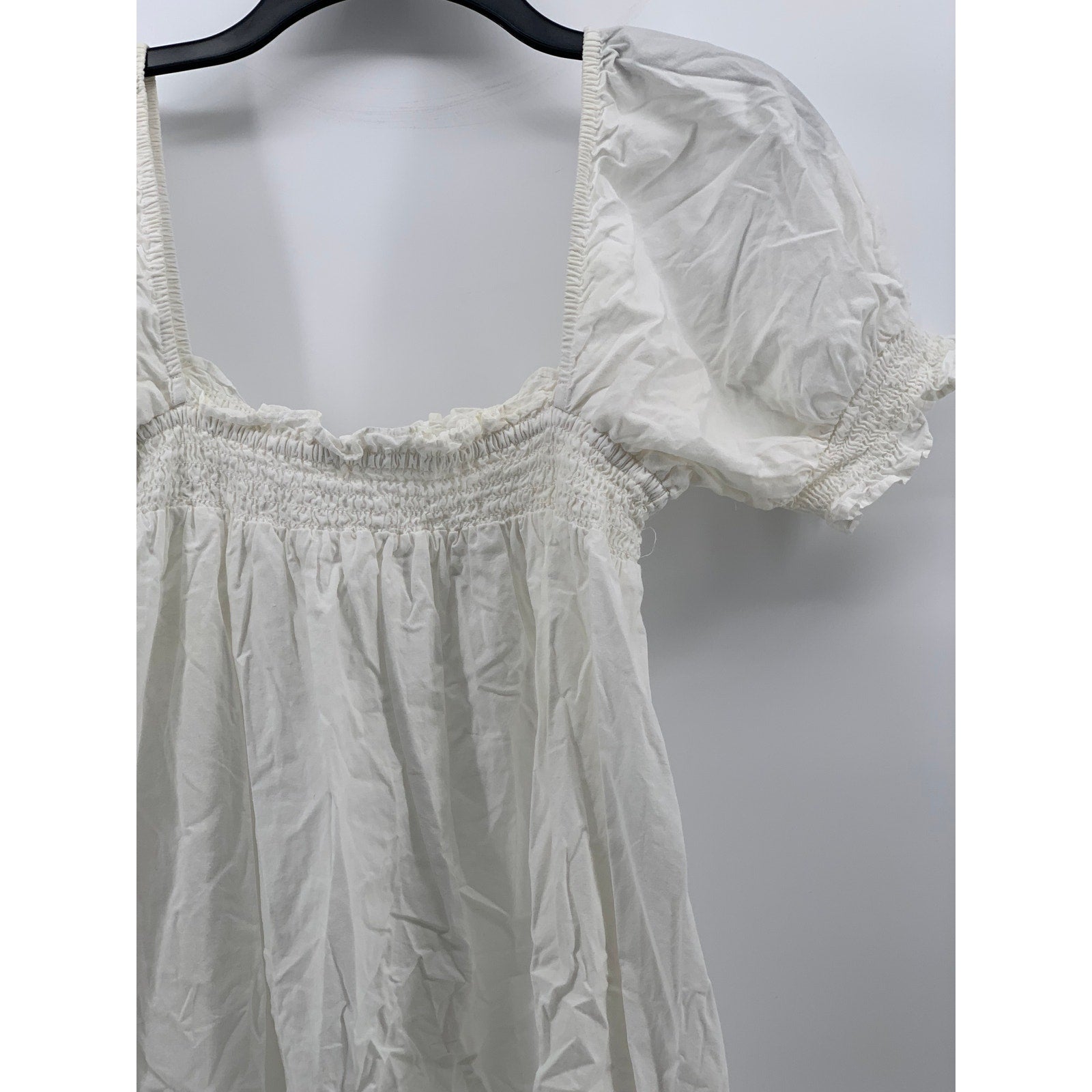 URBAN OUTFITTERS Women's White Fit & Flare Puff Straight-Neck Knee Dress SZ S