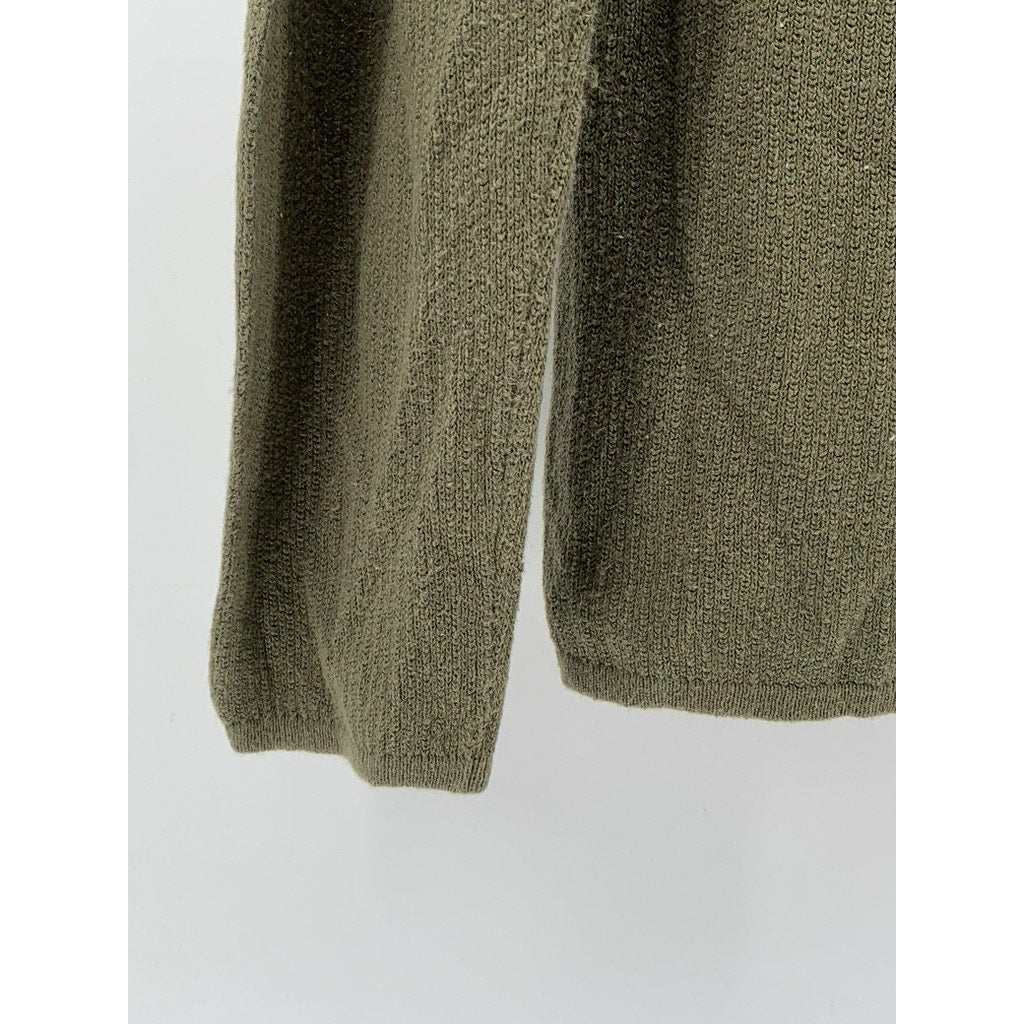 ZARA Men's Olive Green Knit Long Sleeve Casual Henley Shirt SZ M