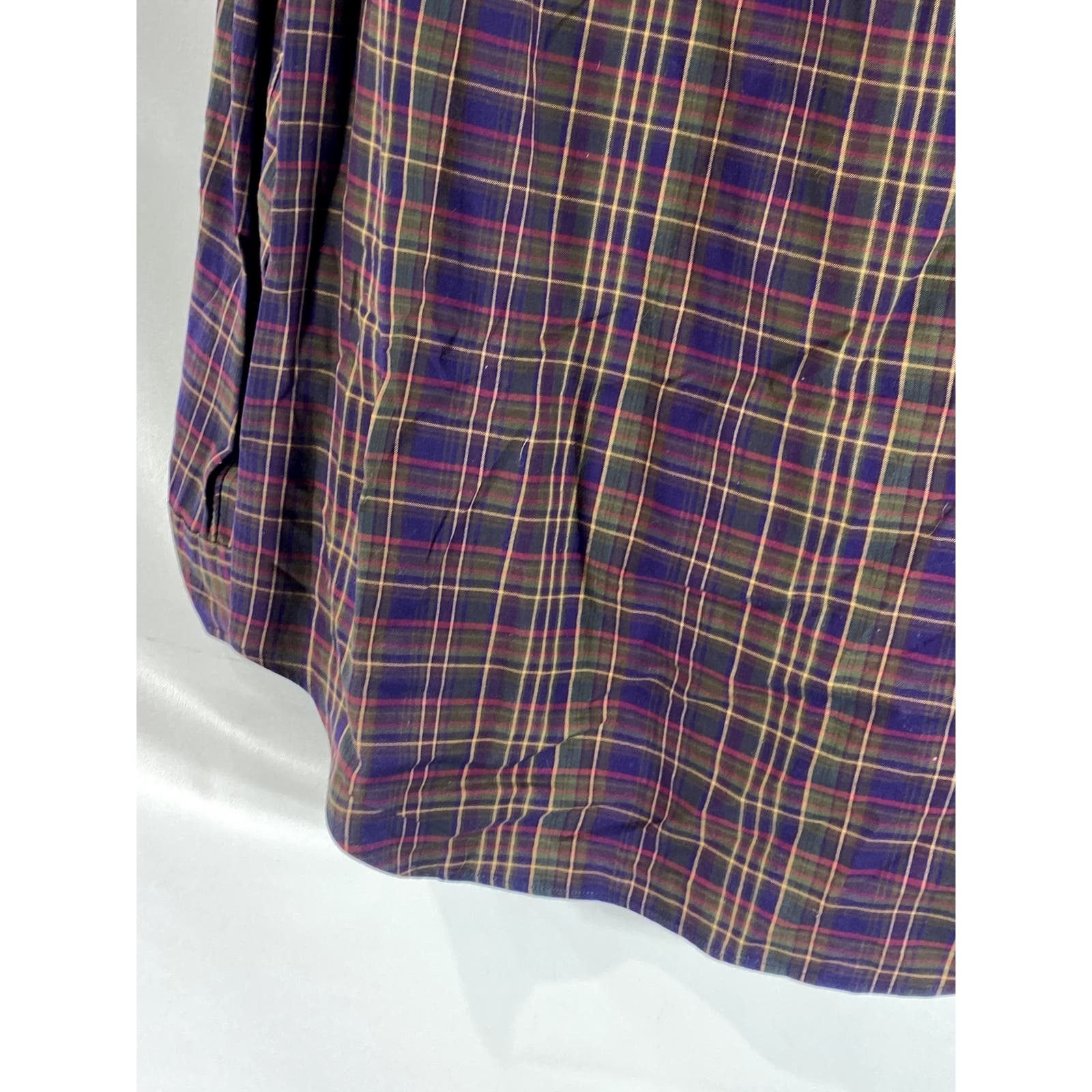 RALPH LAUREN Men's Purple/Green Plaid Button-Up Long Sleeve Shirt SZ M