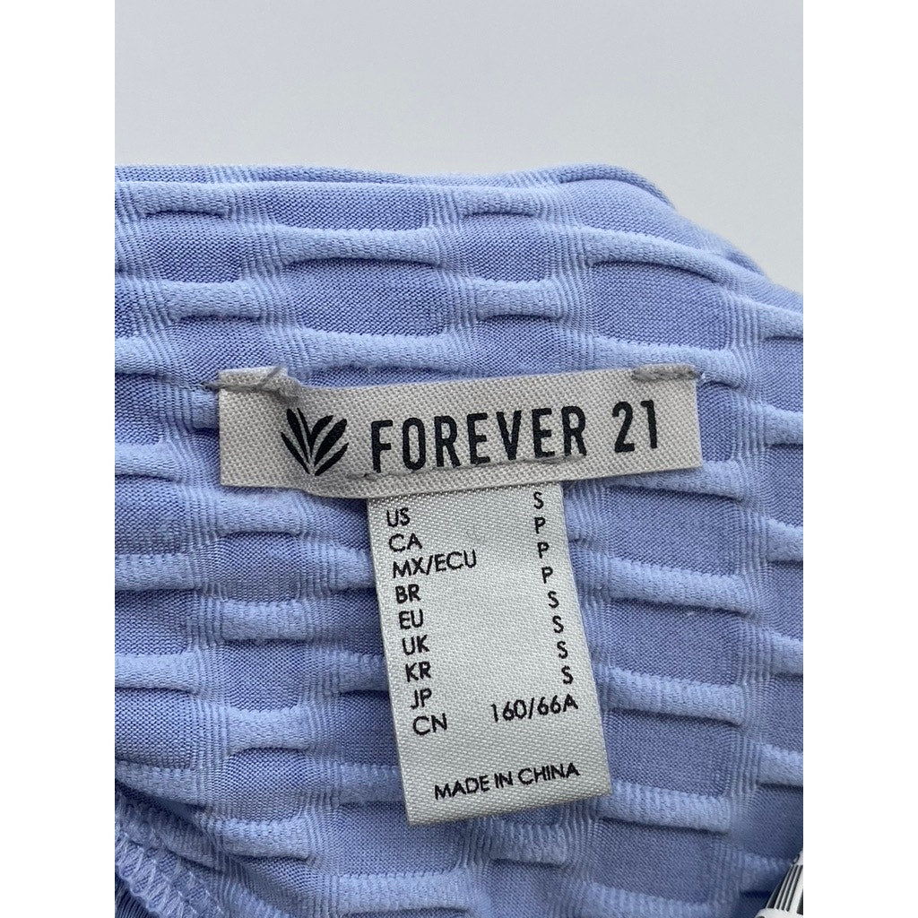 FOREVER 21 Women's Blue Honeycomb Textured Scrunched Side-Drawcord Shorts SZ S