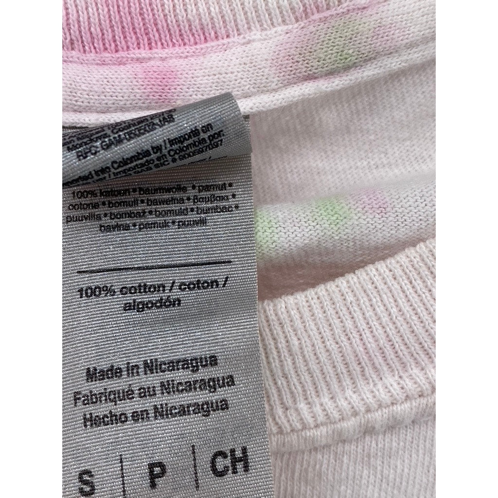 GILDAN Men's Pink-Green Tie-Dye No Justice No Peace Graphic Cotton T-Shirt SZ S