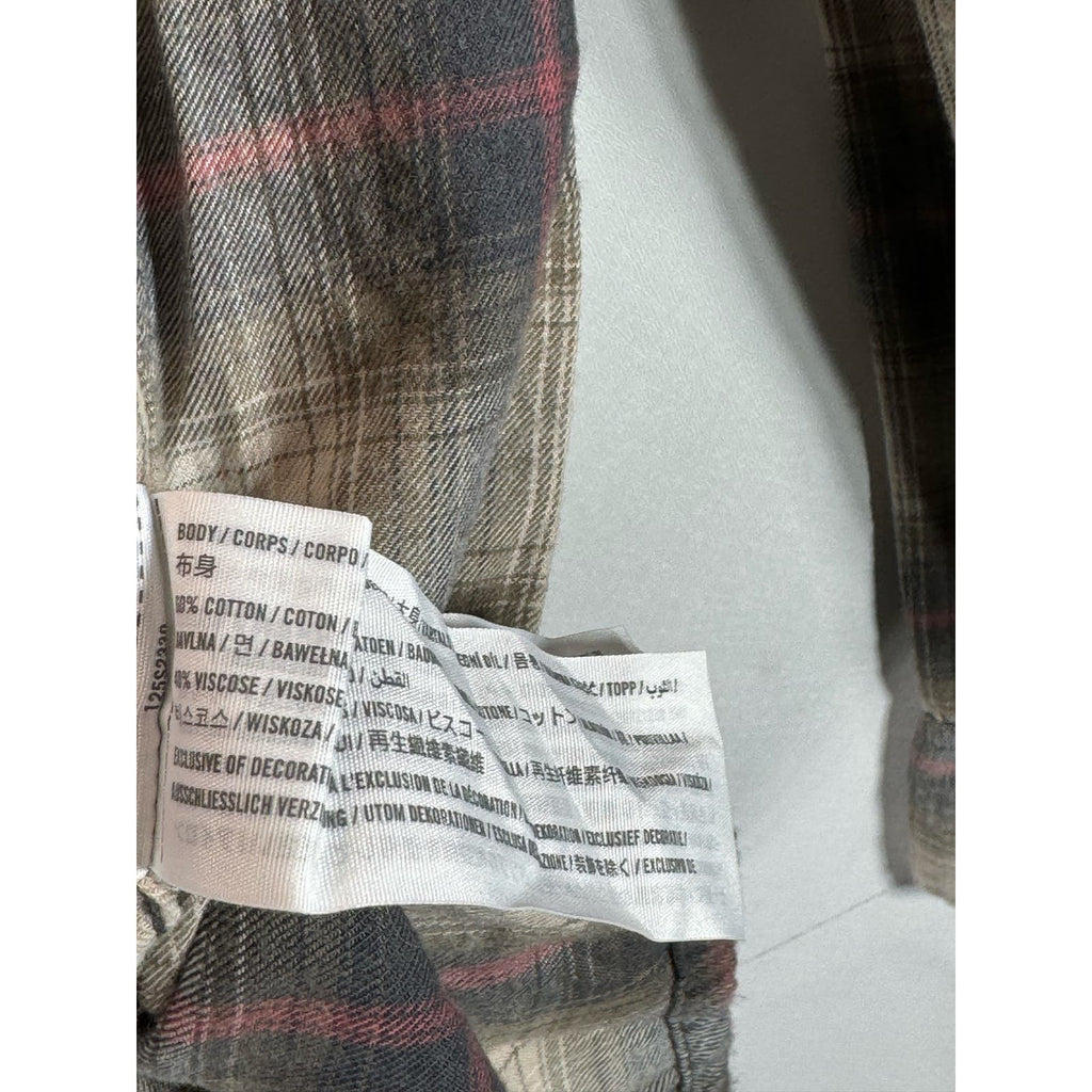 ABERCROMBIIE & FITCH Men's Brown Plaid Button-Up Long Sleeve Shirt SZ L