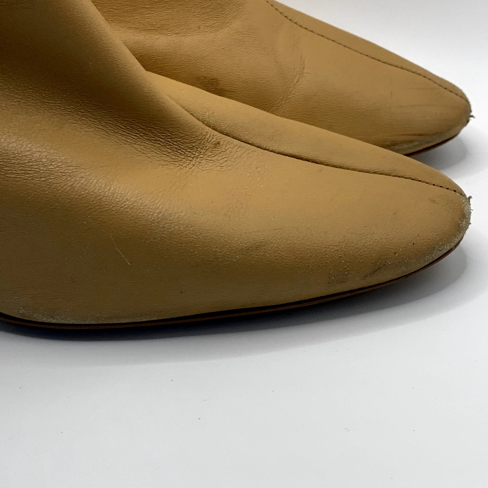 ZARA Women's Tan Faux-Leather Block-Heel Round-Toe Ankle Boots SZ 8