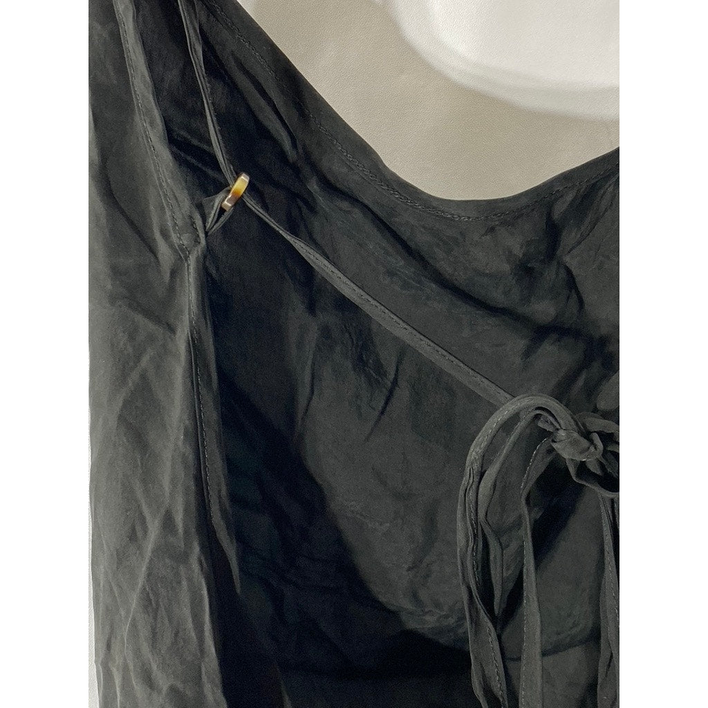 UNBRANDED Women’s Black Cowl-Neck Adjustable Straps Open-Back Mini Dress SZ M