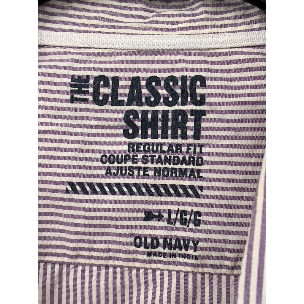 OLD NAVY Men's Burgundy Striped Regular Fit The Classic Shirt SZ XL
