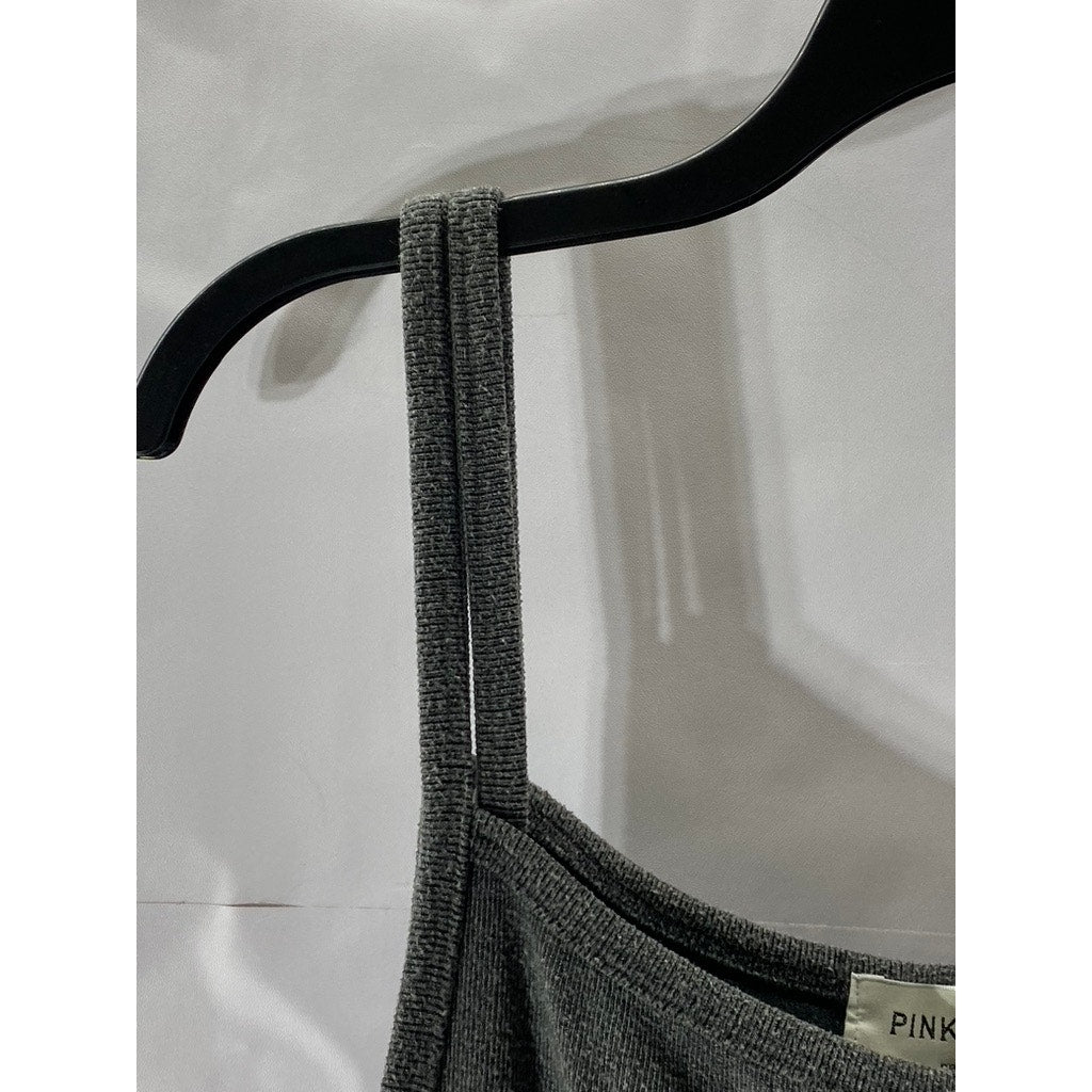 PINKYOTTO Women’s Dark Gray Spaghetti Strap Relaxed Fit Cropped Jumpsuit SZ OS