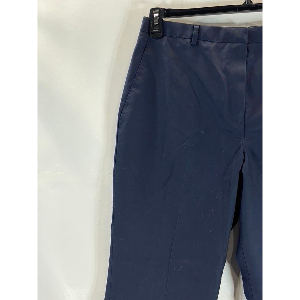BROOKS BROTHERS 346 Women's Navy Stretch Flat Front Wide-Leg Trousers SZ 16