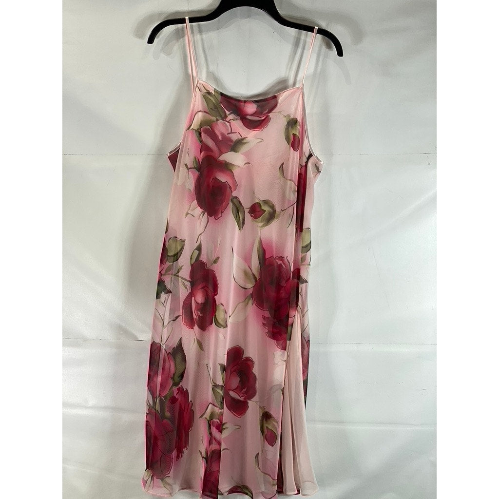 VALERIE STEVENS Women's Pink Vintage Large Floral Peignoir Nightgown SZ M