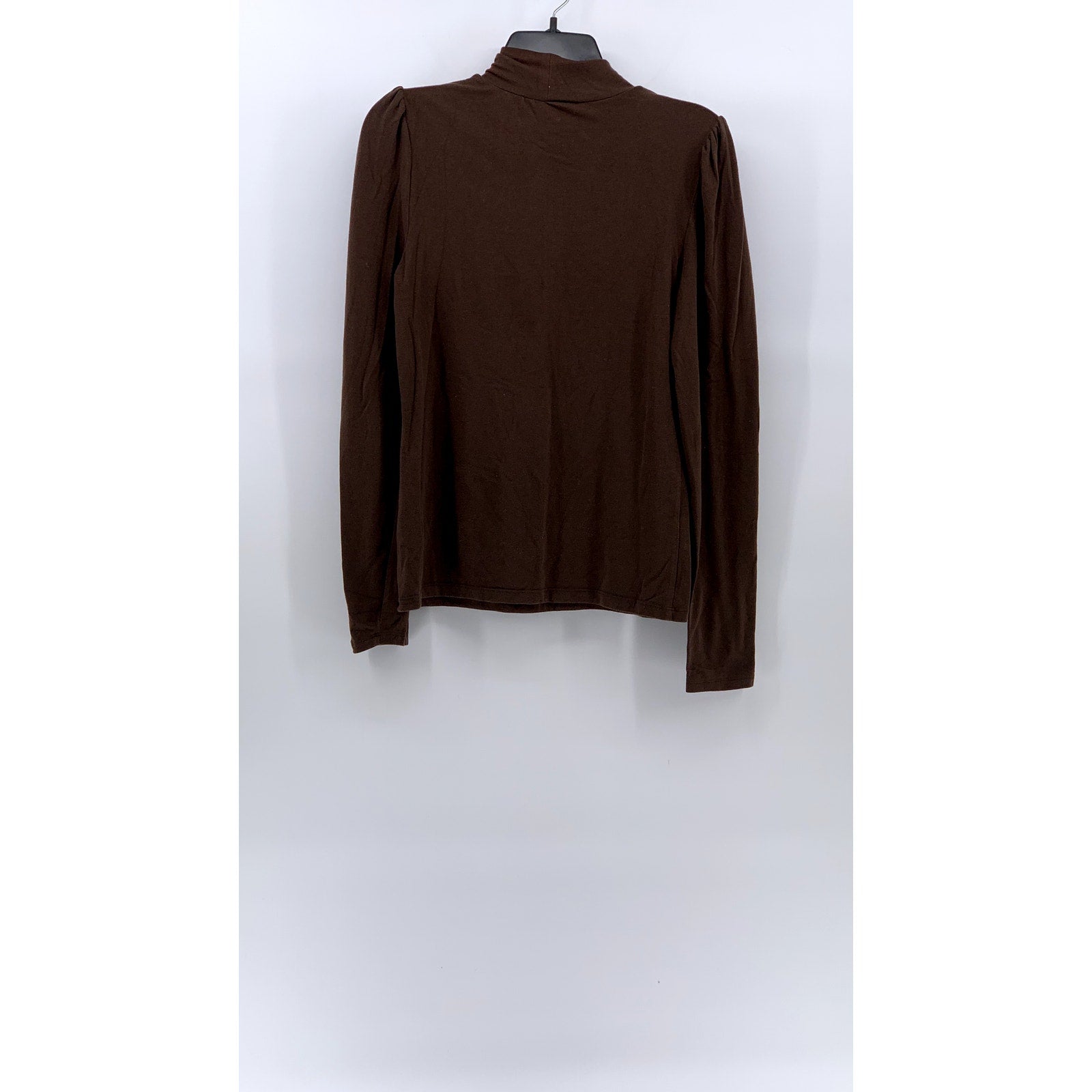 GAP Women's Chocolate Brown Long Puff Sleeve Pullover Mock-Neck Top SZ M