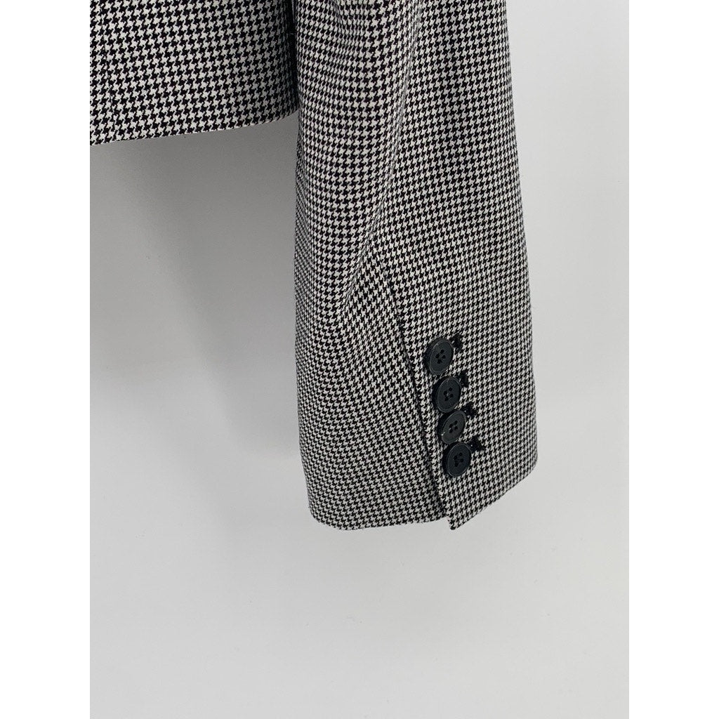 ESTELLA.K Women's Black-Gray Houndstooth Short Kaia Peak-Collar Blazer SZ OS