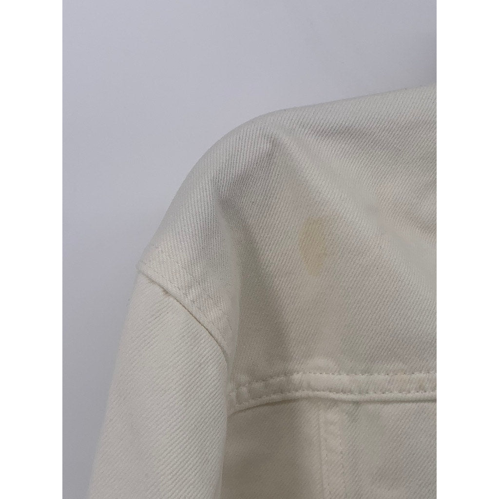 CALVIN KLEIN JEANS Men's White Denim  Button-Up Long Sleeve Trucker Jacket SZ L