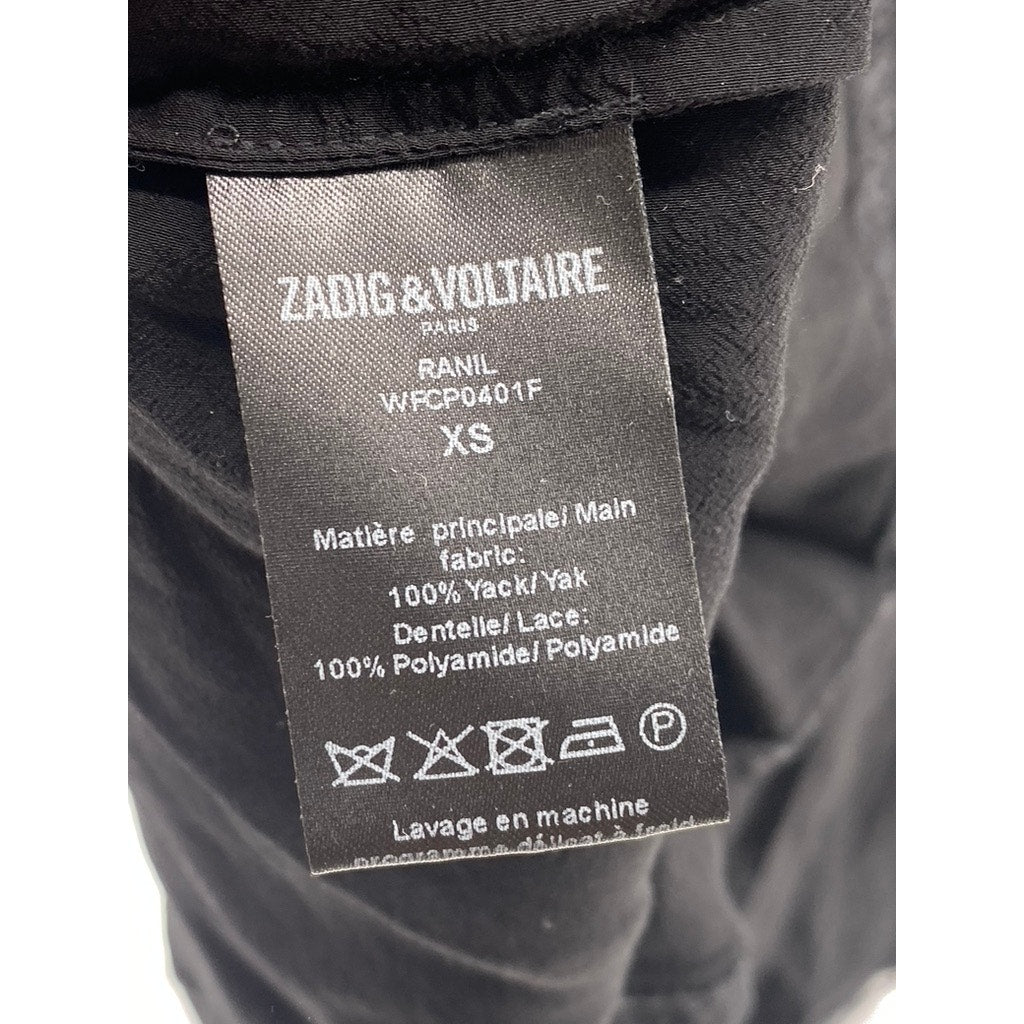 ZADIG  & VOLTAIRE Women's Black Ruffle-Trim Long Sleeve Prairie Knee Dress SZ XS