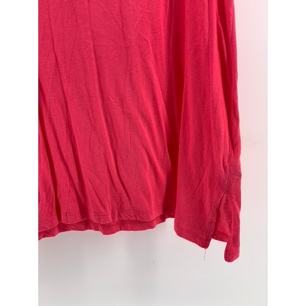 DKNY JEANS Women's Pink Floral Lace Shoulder Short Sleeve Tunic Top SZ 2XL